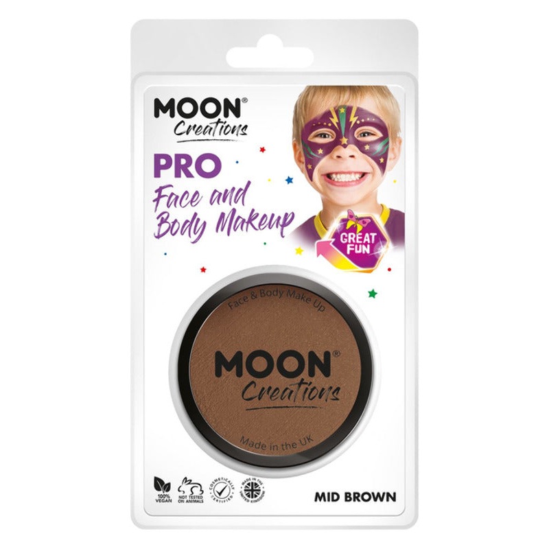 Moon Creations Pro Face Paint Cake Pot, Mid Brown