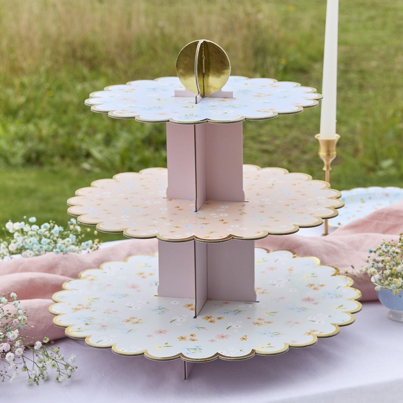 Pastel Floral 3-Tier Cupcake Stand