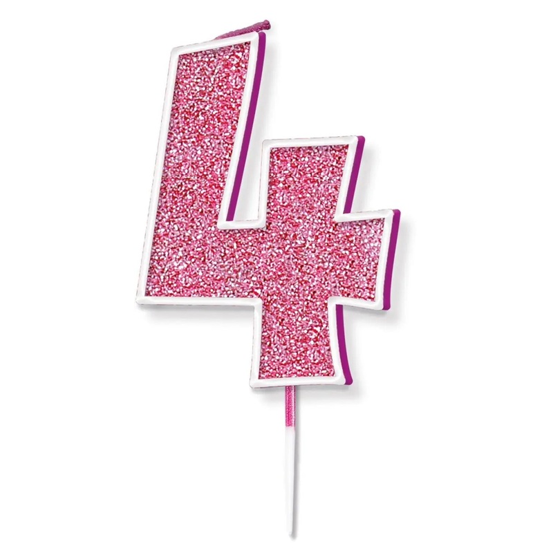 Pink No.4 Cake Candle