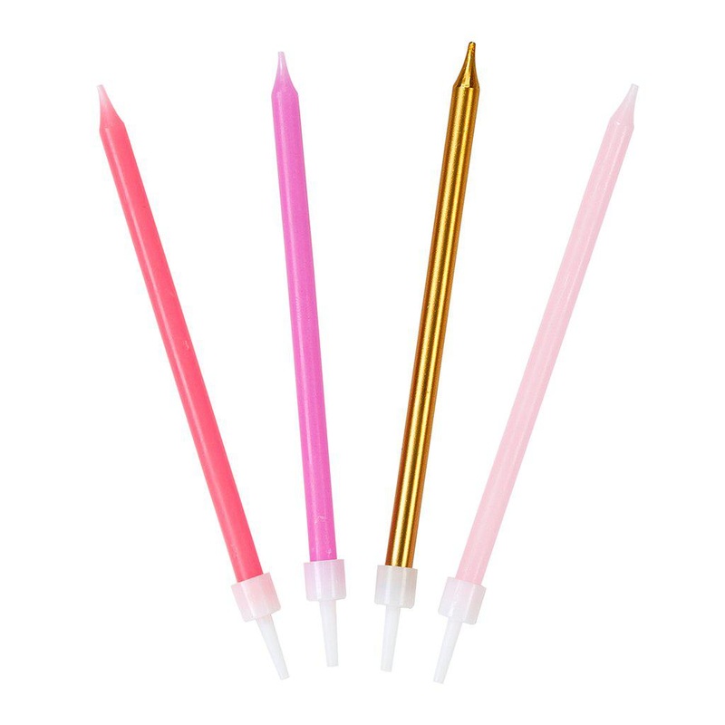 Rose Pink Cake Candles Pk 16