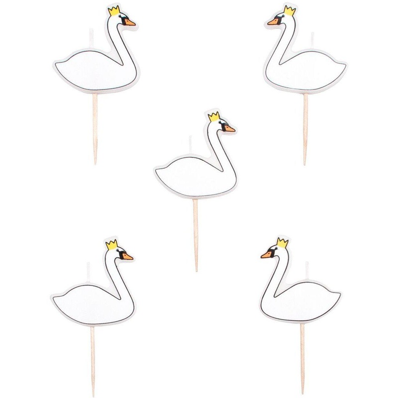 Swan Cake Candles (Pk5)