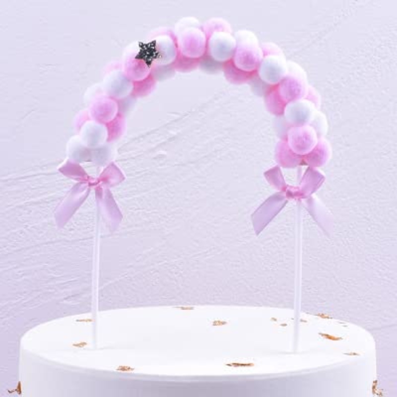 13*20 cm Purple Arch Pom Pom Cake Topper