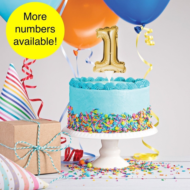 Balloon Number Cake Topper in Gold