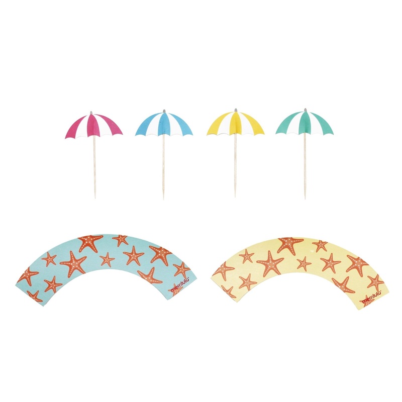 Beach Cupcake Picks & Wrappers 12ct