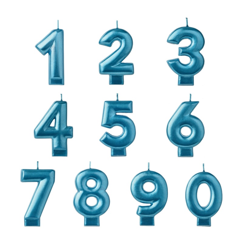 Blue Number Cake Candles 0-9
