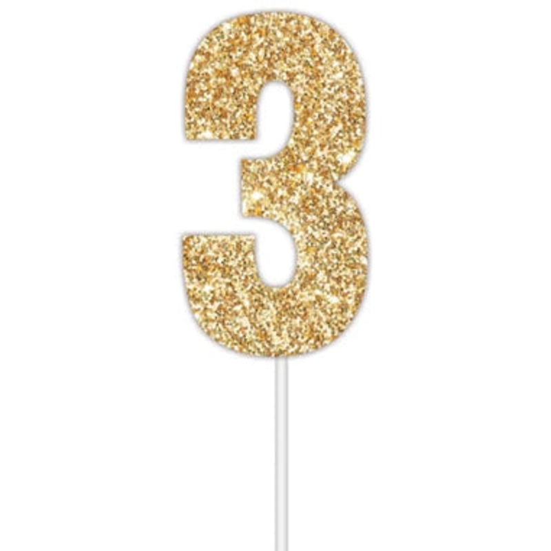 Cake Toper Num Gltr Gold 3