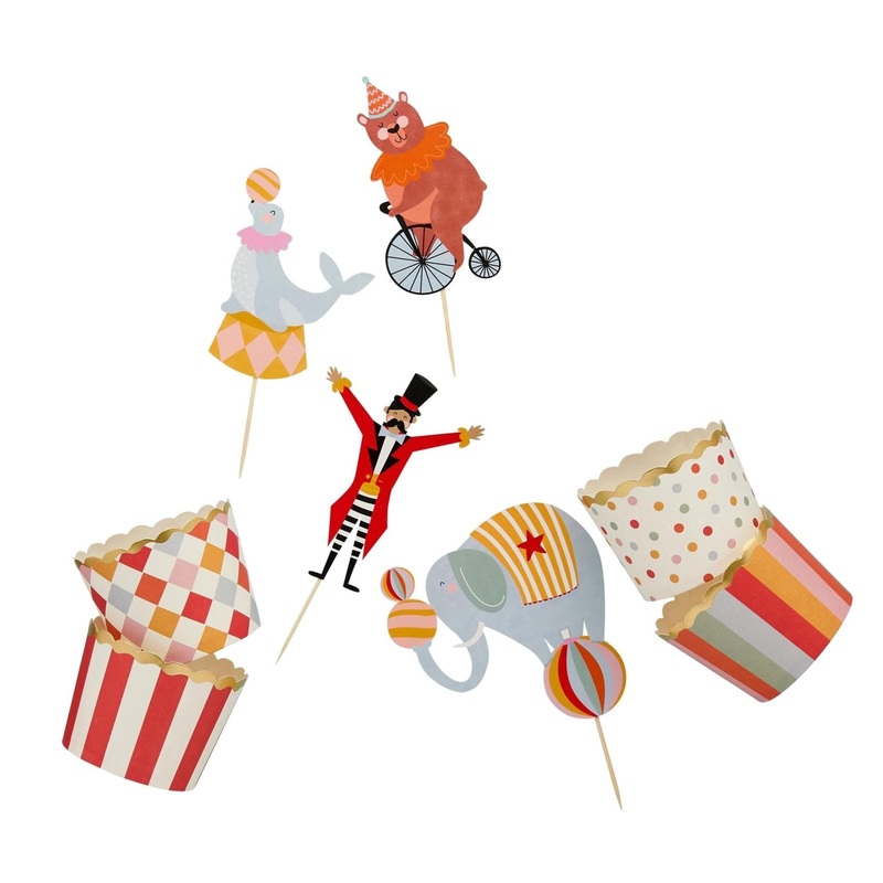 Circus Cupcake Toppers & Treat Cups