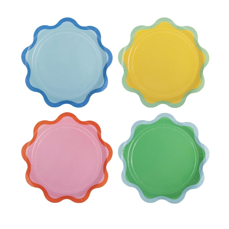 Colorful Scalloped Paper Cake Plates