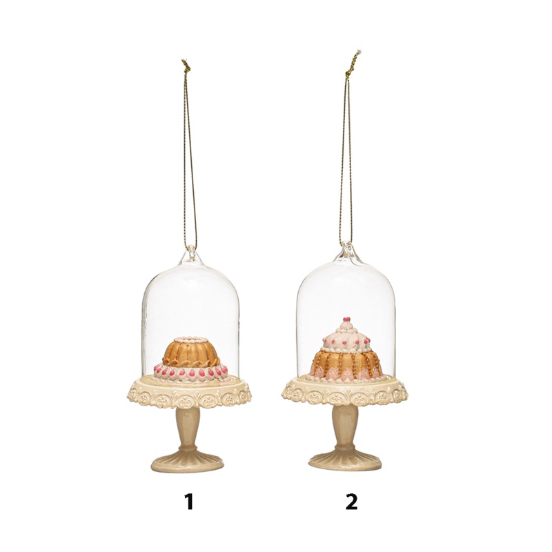 Glass Cloche & Cake Ornament - 2 Style Options