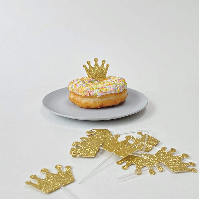 Gold Crown Cupcake Toppers (12 Pack)