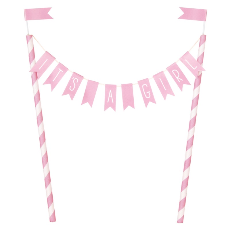 Its A Girl Cake Topper Pink 21cm