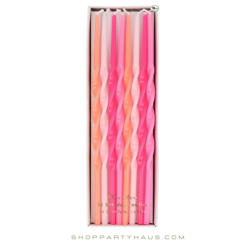 Meri Meri Twisted Tall Pink Ombre Birthday Party Cake Candles |  7 INCH