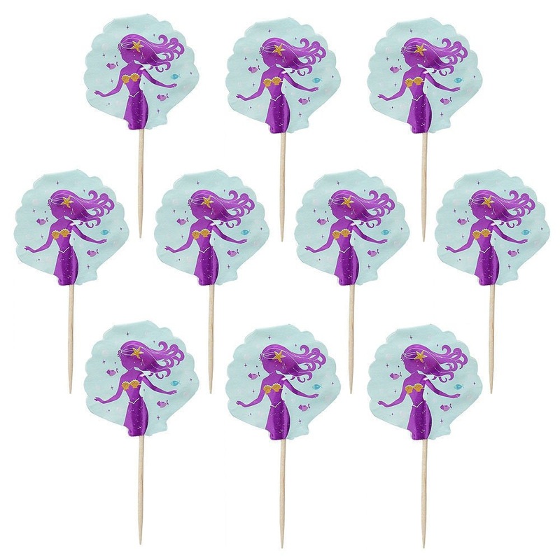 Mermaid Party Shell Shaped Cupcake Picks
