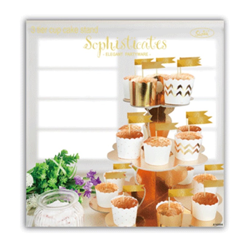 Metallic Gold 3 Tier Cup Cake Stand