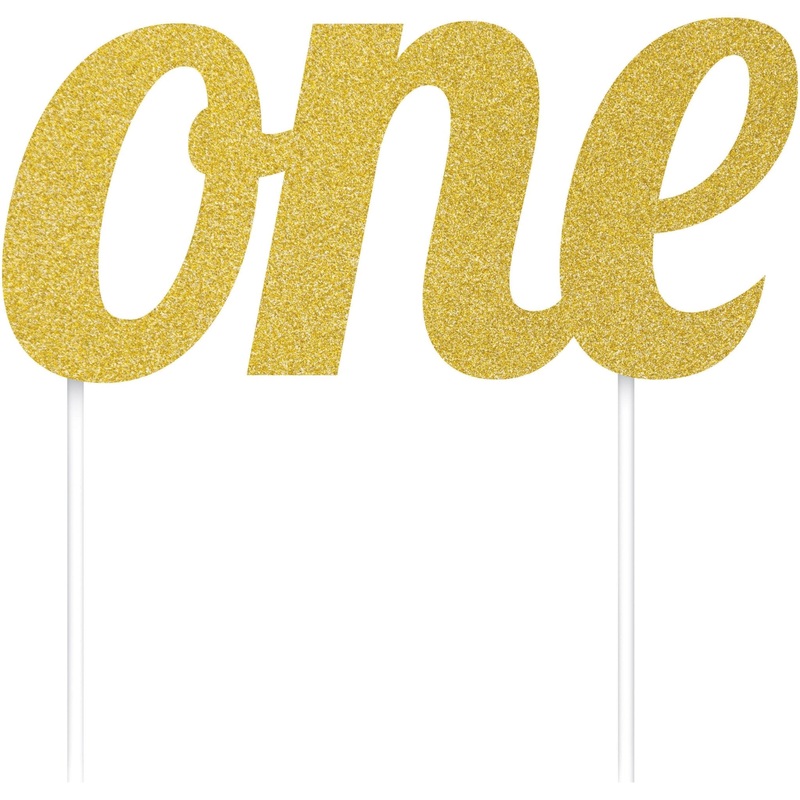 "One" Gold Glitter Cake Topper