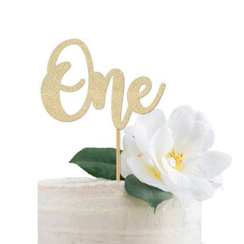 One  Script Cake Topper