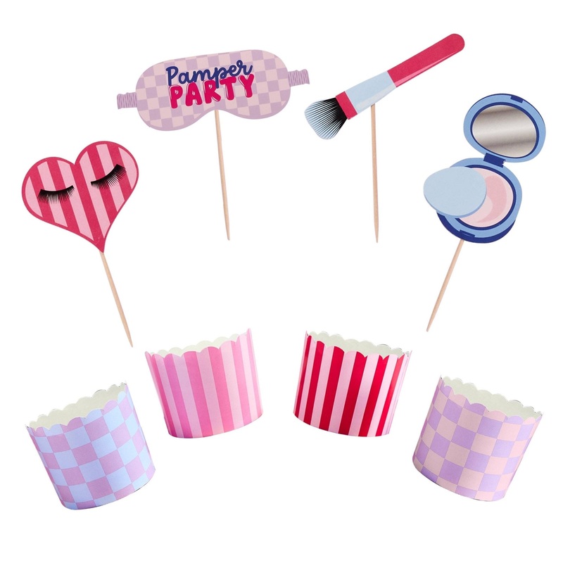 Pamper Party Cupcake Toppers & Food Cups 12ct