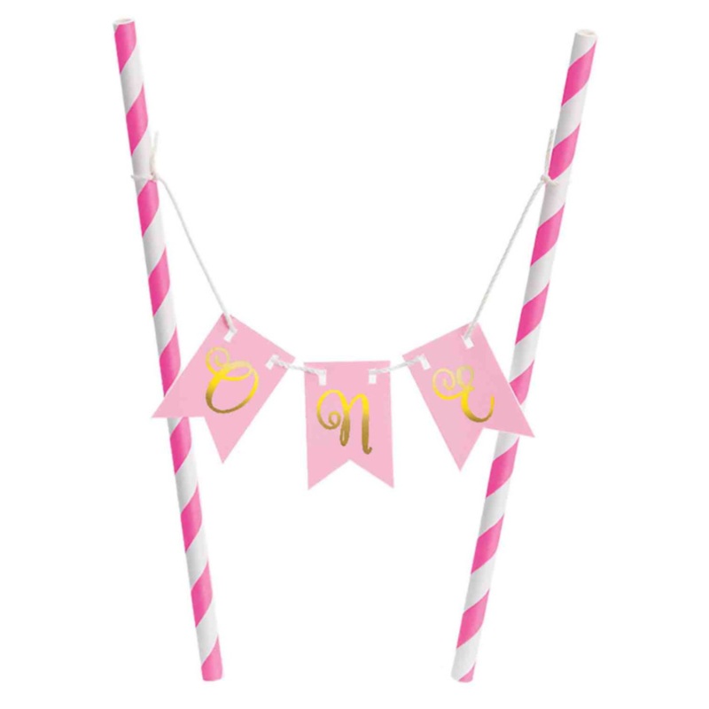 PARTY CAKE DECORS 1st Birthday Pink Mini Cake Stand Kit
