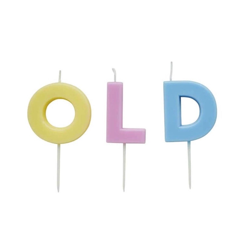 Pastel "OLD" Birthday Cake Candles