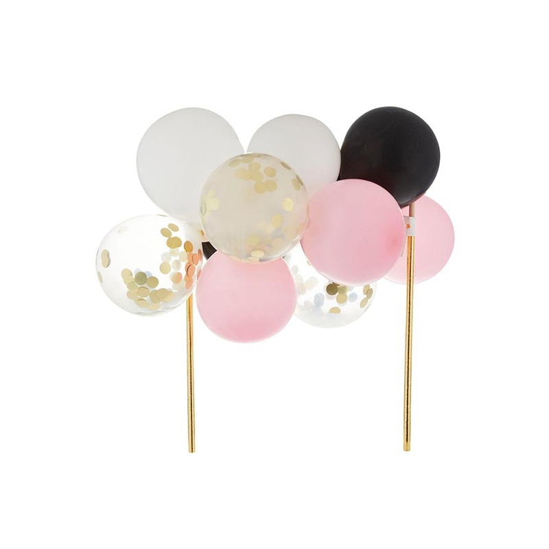 Pink Black & Gold Balloon Cake Topper