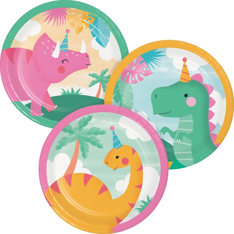 Pink Dinosaur Cake Plates