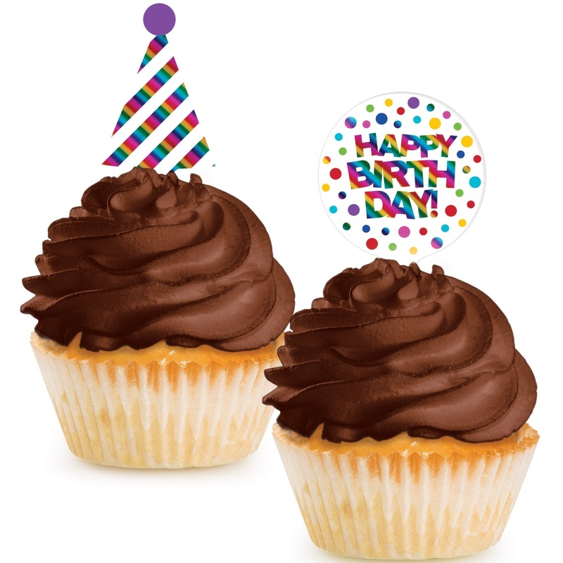 Rainbow Foil Cupcake Toppers