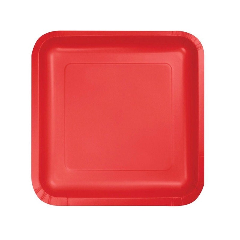 Red Paper Cake Plates Square 18ct