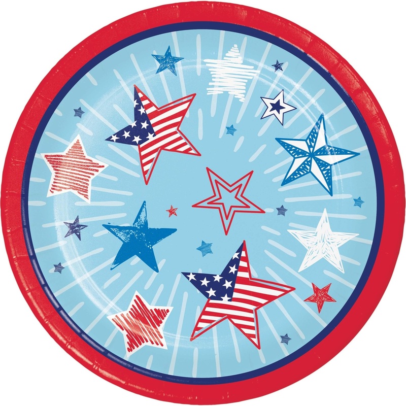 Stars & Stripes Party Paper Cake Plates 8ct