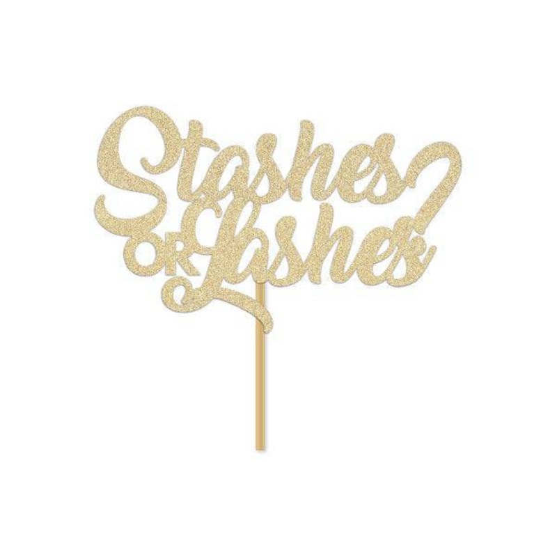 Stashes or Lashes? Cake Topper