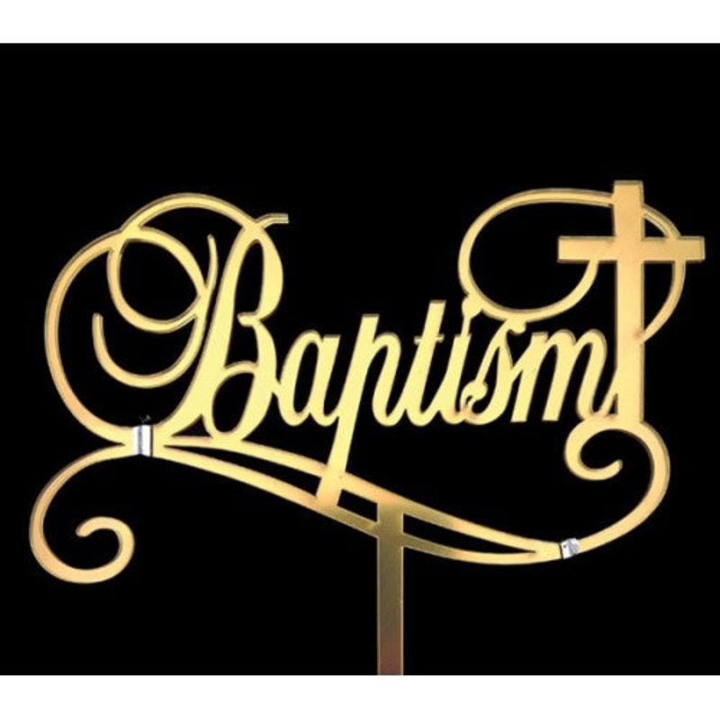 ACRYLIC CAKE TOPPER - BAPTISM (GOLD)