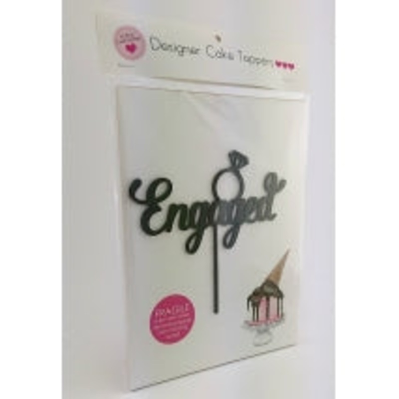 Acrylic Cake Topper - ENGAGED (Black)