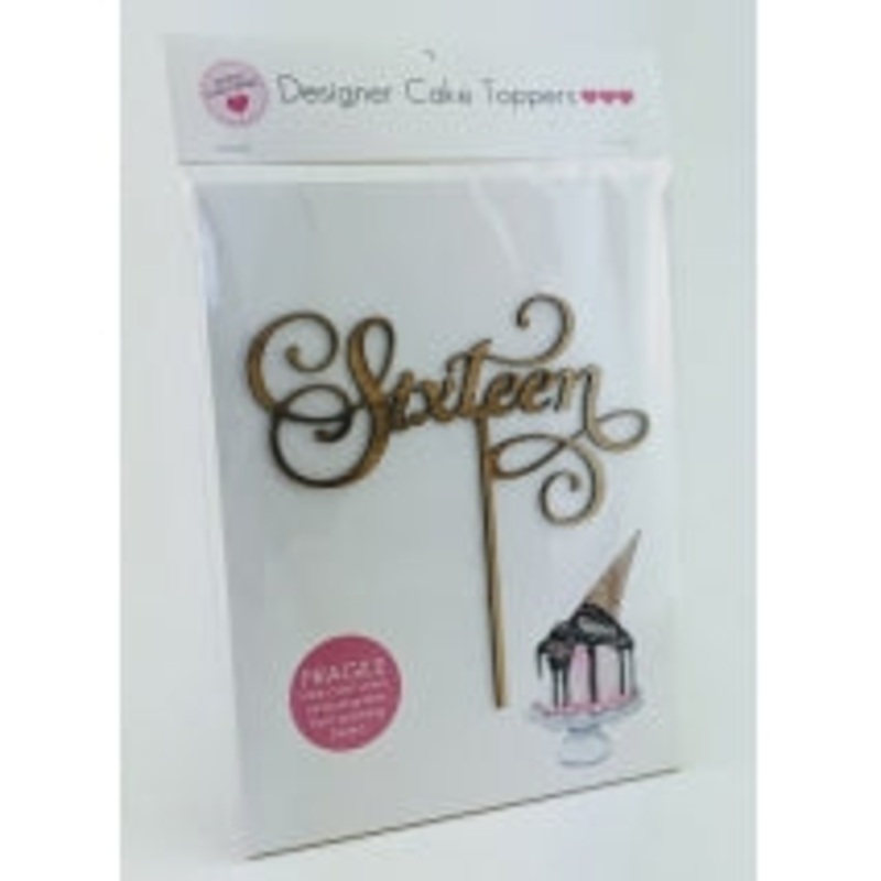 Acrylic Cake Topper - SIXTEEN (Timber)