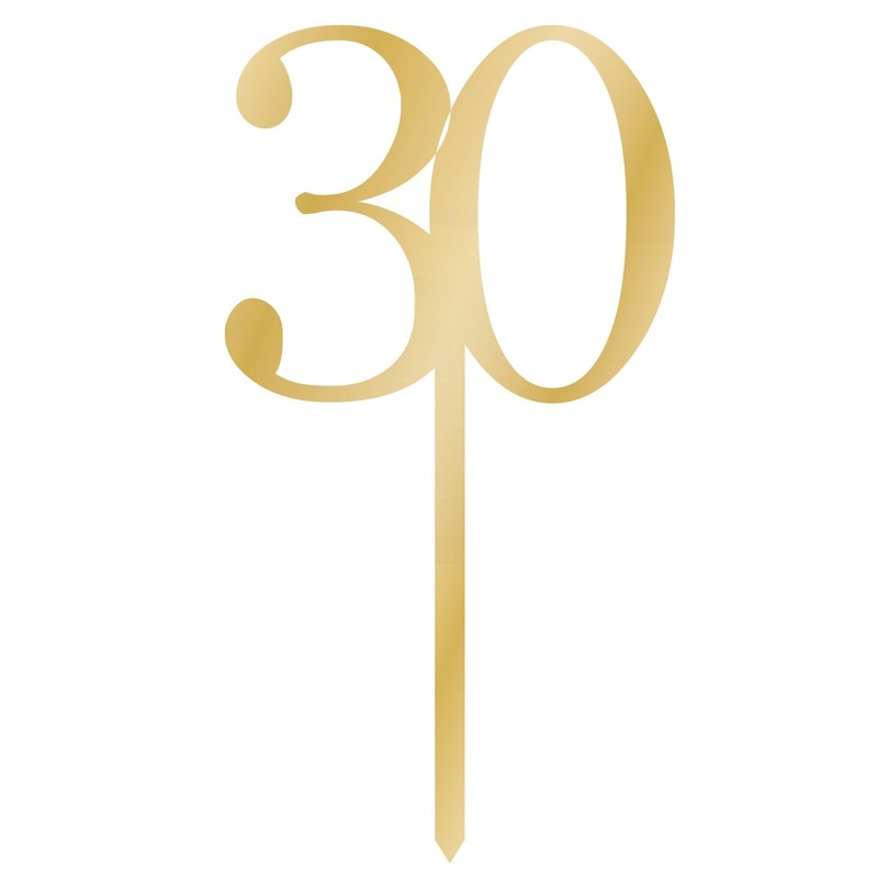 Cake Topper Pick 30 Gold Acrylic