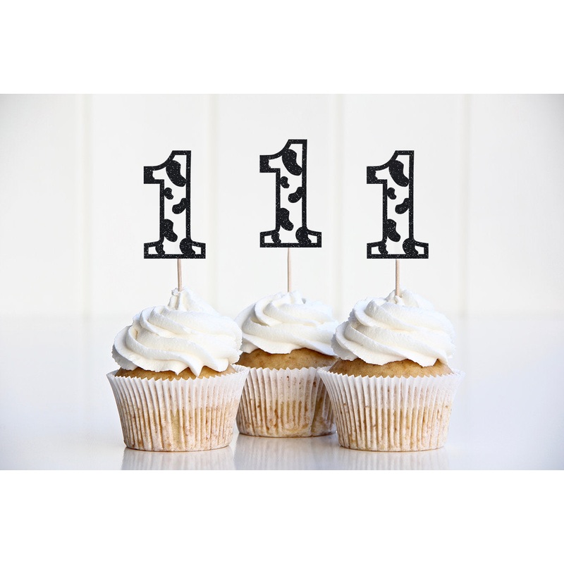 Cow Print First Birthday Cupcake Toppers - 12 Pack