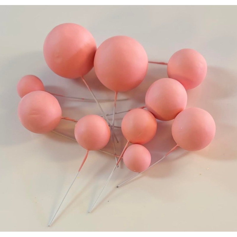 FAUX LIGHT PINK BALL CAKE TOPPERS