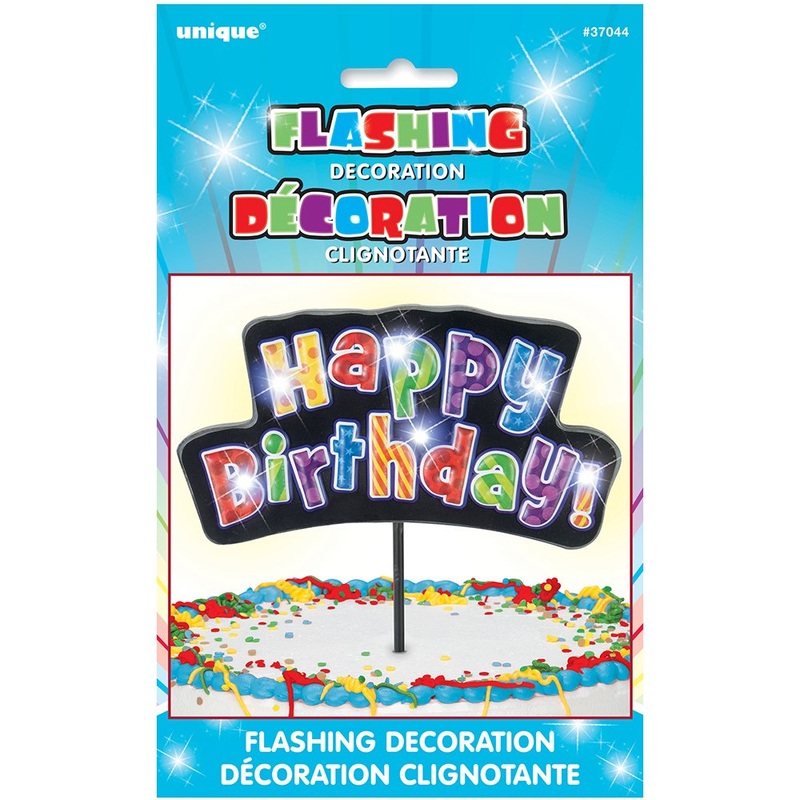 Flashing Multicolour "Happy Birthday" Cake Topper