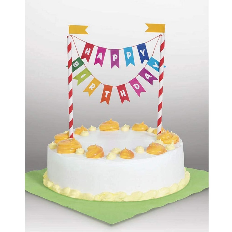 "Happy Birthday" Rainbow Cake Bunting Topper - 6"