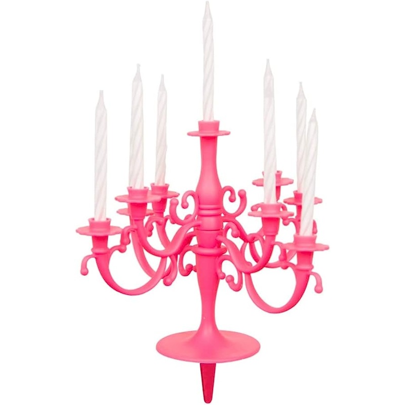 Hot Pink Candelabra Cake Topper & Birthday Candle Set