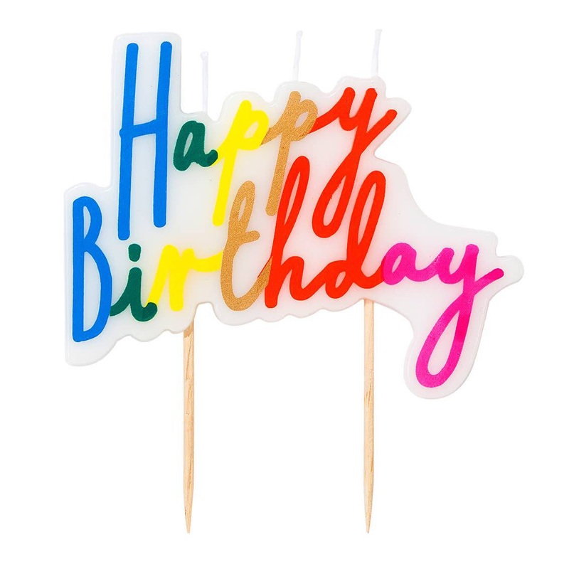 Rainbow Happy Birthday Candle Cake Topper S5065