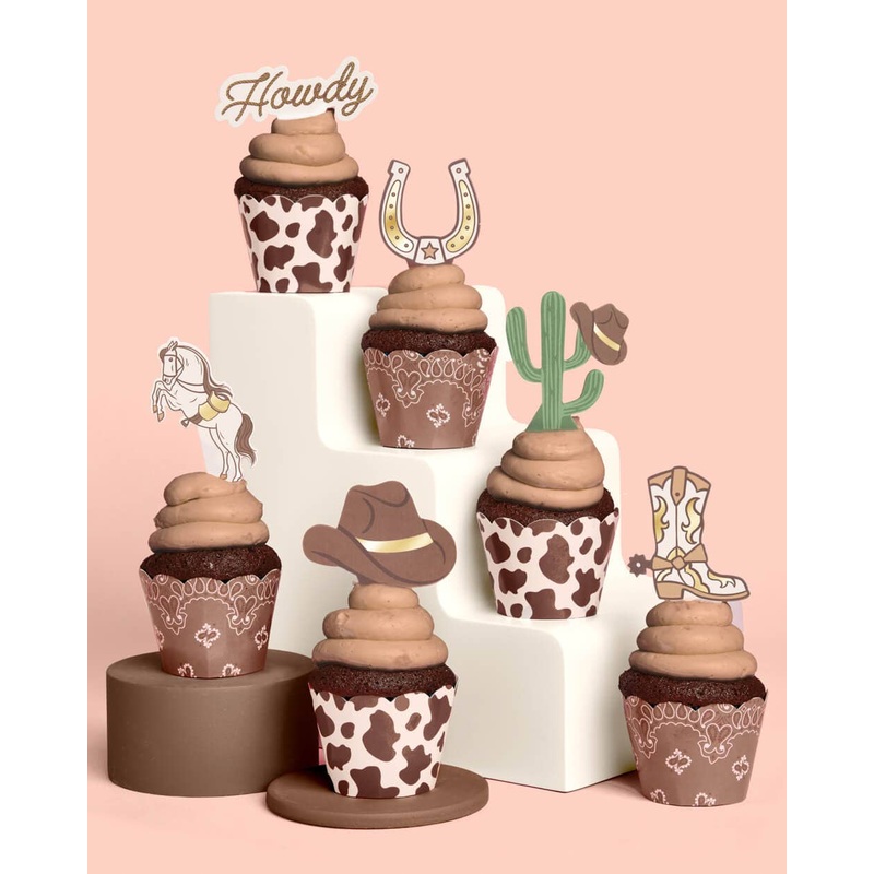 Saddle Up Cupcake Set - 24 sets of liners + toppers