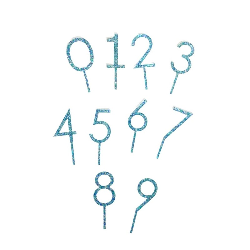 Sparkly Blue Number Cake Topper