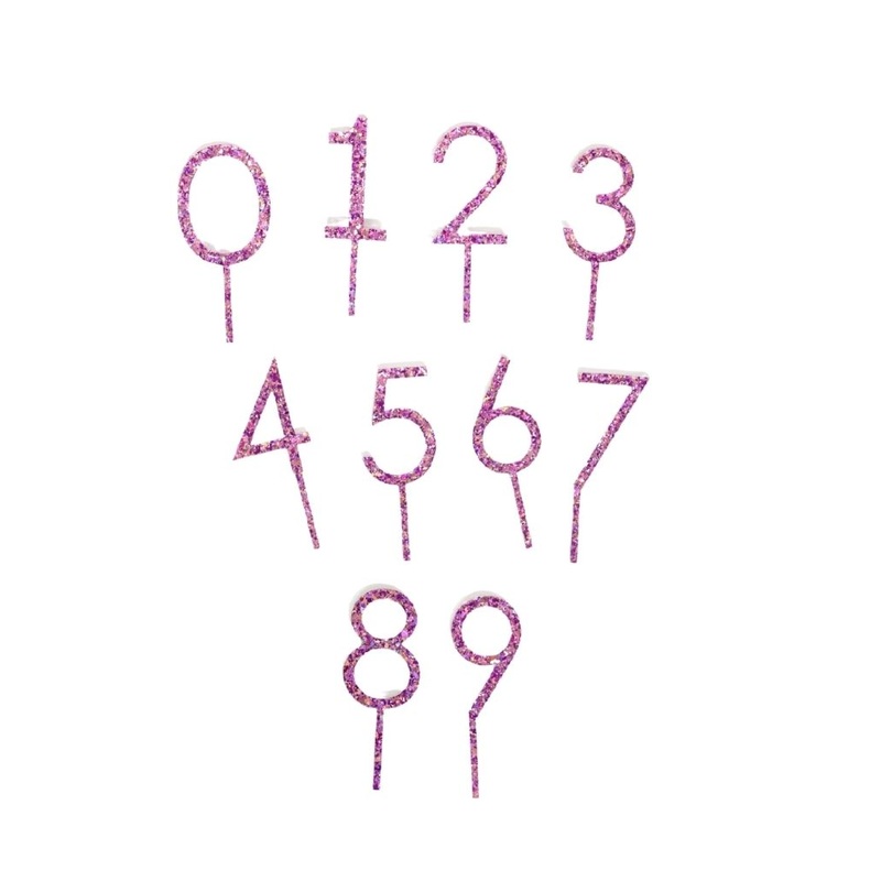 Sparkly Magenta Number Cake Topper