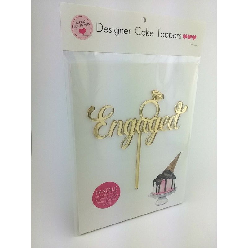 Acrylic Cake Topper - ENGAGED - GOLD