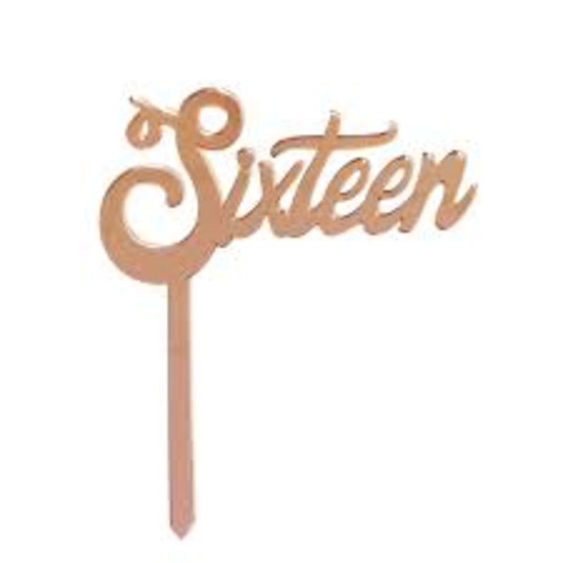 Acrylic Cake Topper - SIXTEEN (ROSE GOLD)