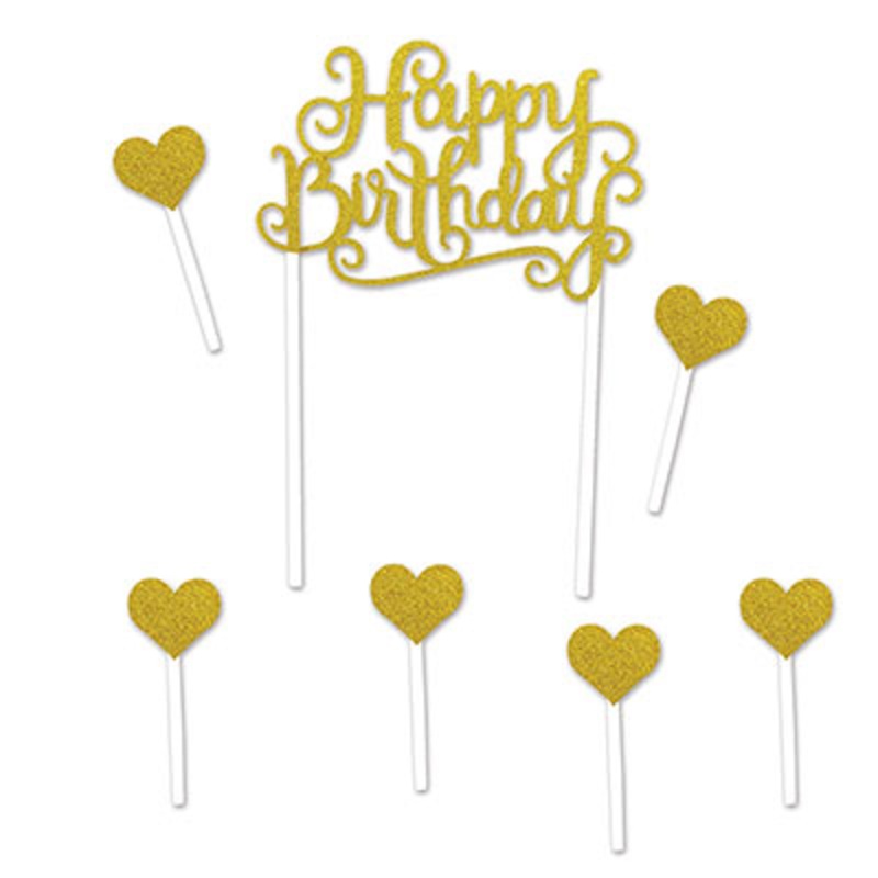 Cake Topper - Gold Happy Birthday