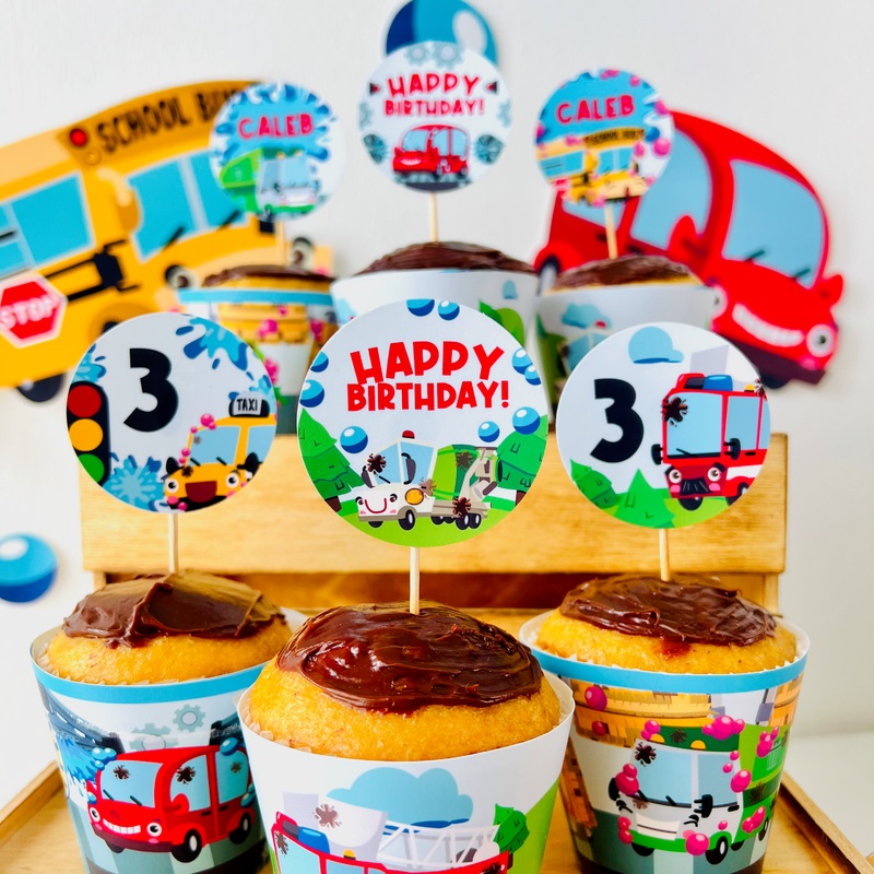 Car Wash Cupcake Toppers Set