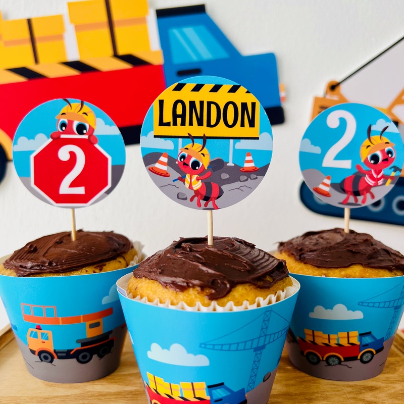 Construction Trucks Cupcake Toppers