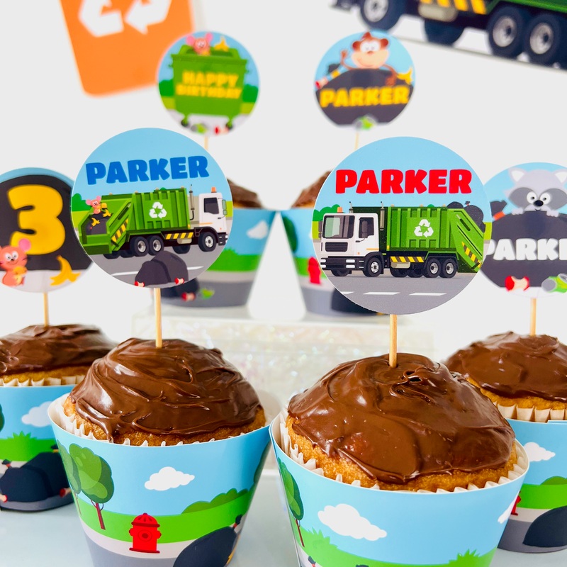 Garbage Truck Cupcake Toppers Set