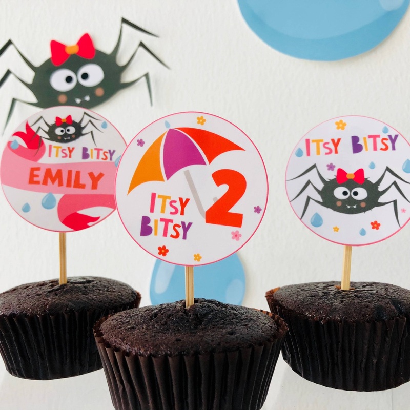 Itsy Bitsy Spider Pink Cupcake Toppers