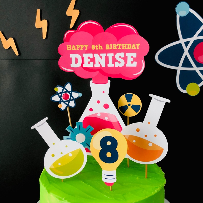 Mad Science Cake Topper in Pink